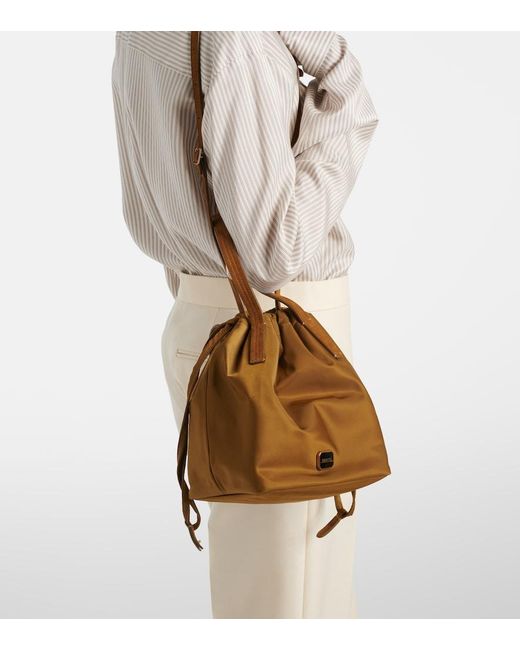 Khaite Brown Rory Medium Leather-Trimmed Bucket Bag
