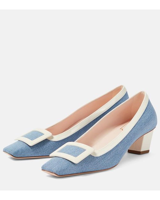 Roger Vivier Blue Belle Vivier 45 Canvas Pumps