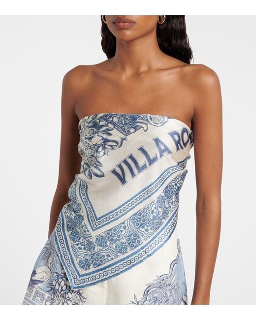 ALÉMAIS Blue Villa Romantica Silk Scarf