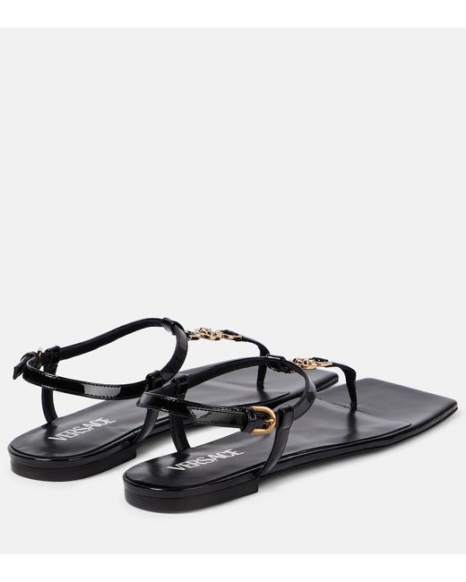 Versace Black Sandalen V2025 Chain Aus Leder