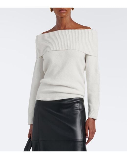 Loulou de Saison Natural Sibyl Off-Shoulder Cashmere-Blend Sweater
