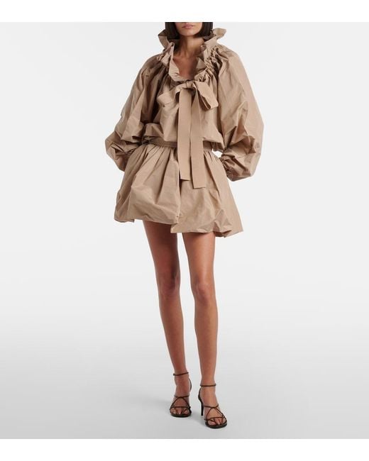 Patou Natural Gathered Faille Miniskirt