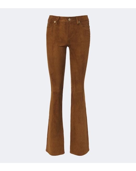 FRAME Brown Rodeo Suede Flared Pants