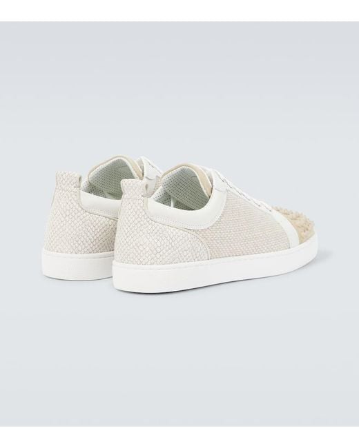 Christian Louboutin White Louis Junior Spikes Canvas Sneakers for men