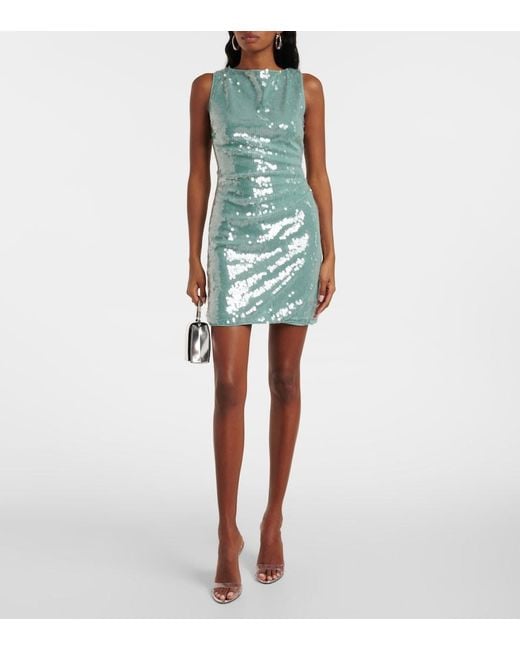 Staud Green Eton Sequined Minidress