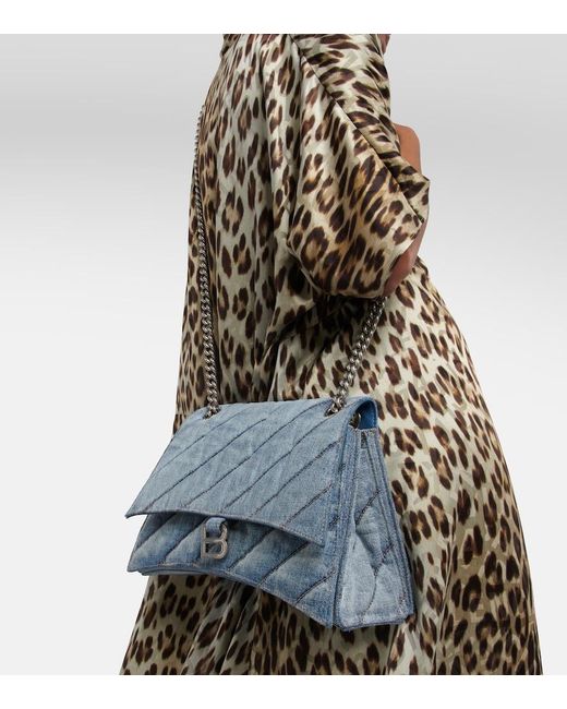 Balenciaga Blue Crush Medium Denim Shoulder Bag
