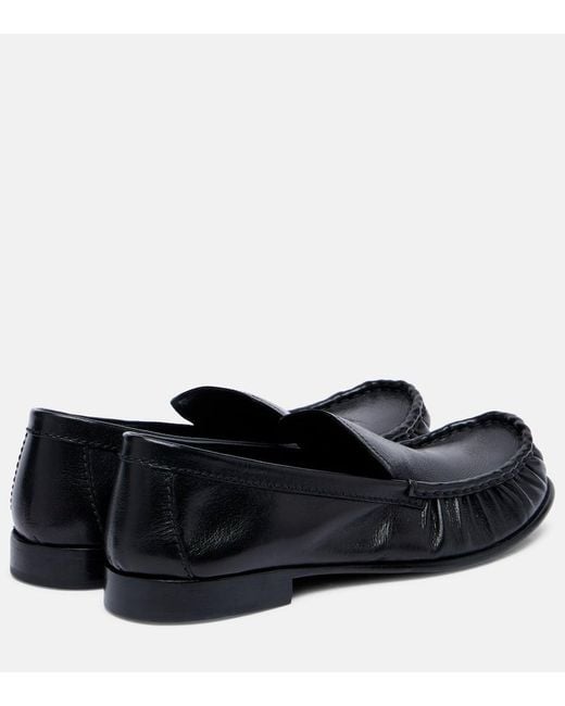 Miu Miu Black Logo Leather Loafers
