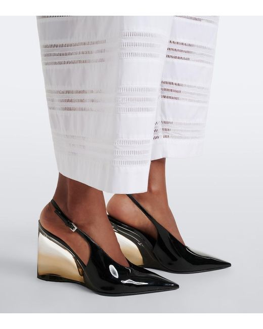 Alaïa Black Invisible Patent Leather Wedge Pumps