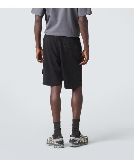 Stone Island Black Compass Cotton Shorts for men