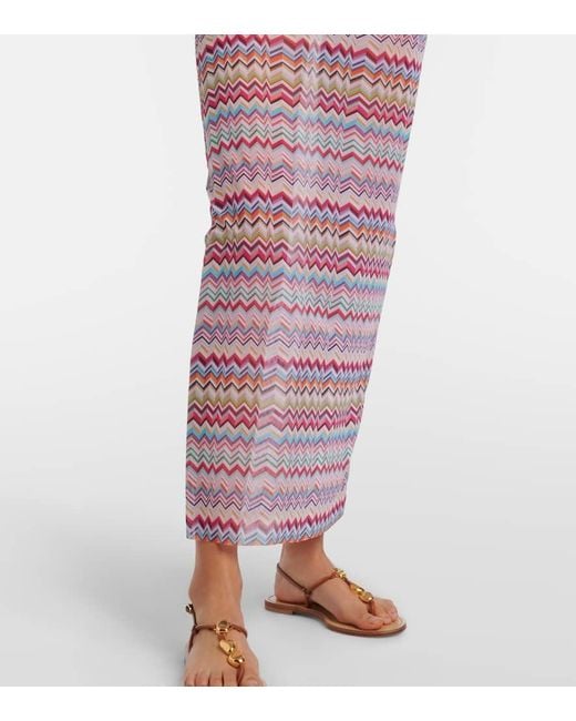 Missoni Purple Zig Zag One-Shoulder Maxi Dress