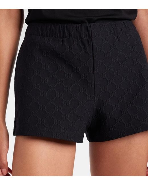 Gucci Black Gg Jacquard Jersey Shorts