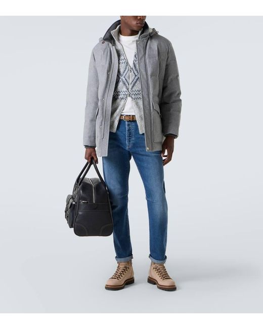 Brunello Cucinelli Wattierte Jacke Aus Wolle in Gray für Herren