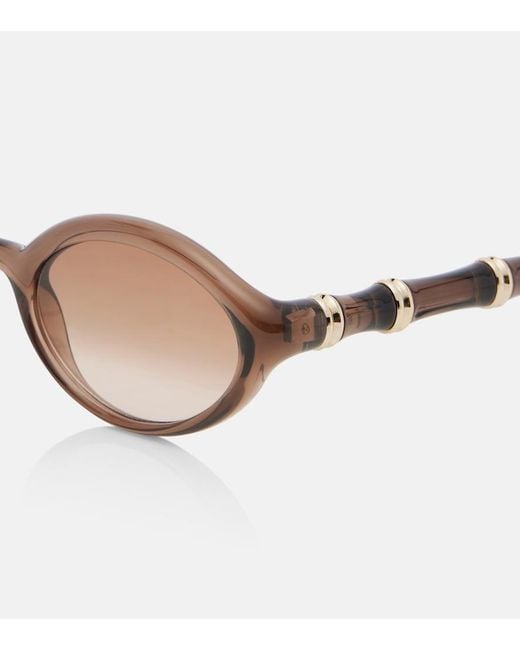 Gucci Brown Bamboo Oval Sunglasses