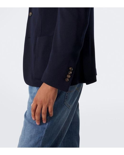 Eleventy Blue Hooded Layered Wool Blazer for men