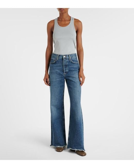 Agolde Blue Dame High-Rise Wide-Leg Jeans