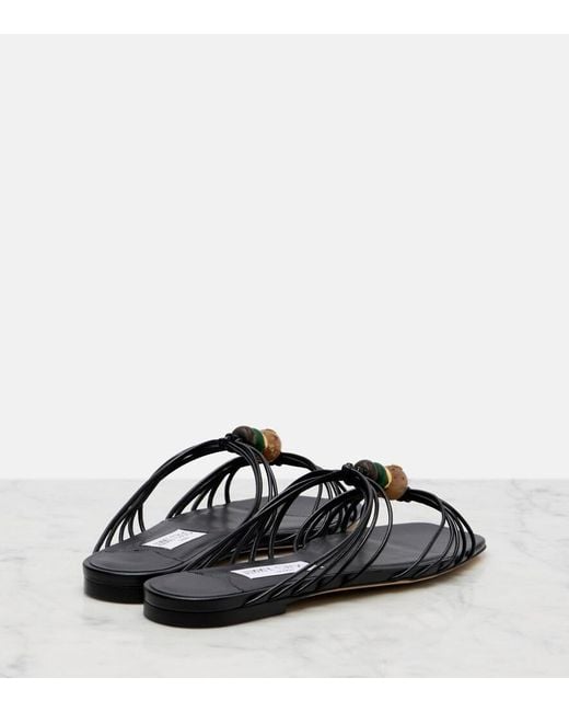 Jimmy Choo Black Lova Embellished Leather Mules