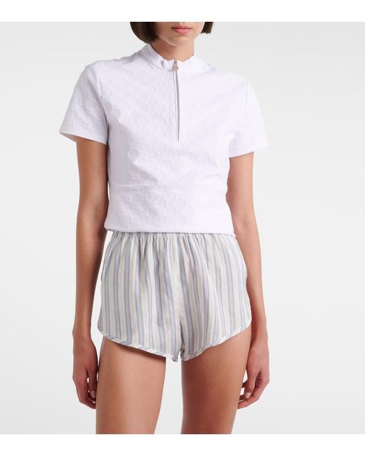 Gucci White Interlocking G Silk Jacquard Shorts