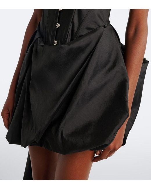Staud Black Fabianne Silk Corset Dress
