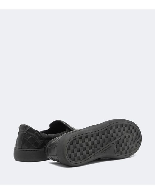 Bottega Veneta Black Sawyer Leather Slip-On Sneakers for men