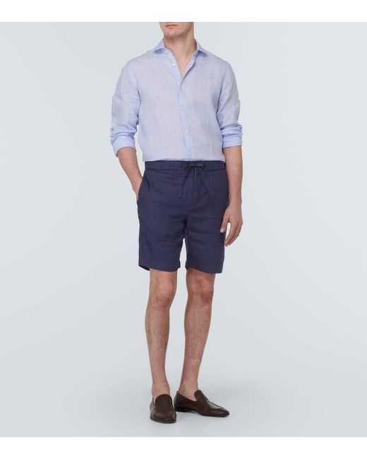 Shorts Felipe de lino y algodon Frescobol Carioca de hombre de color Blue