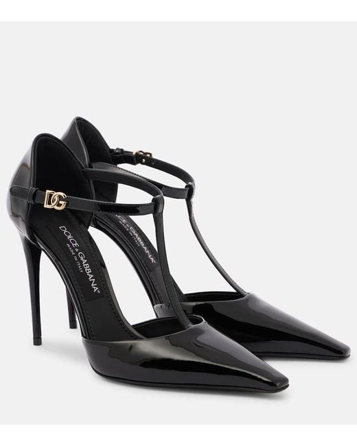 Dolce & Gabbana Black T Bar Patentleder dé © col