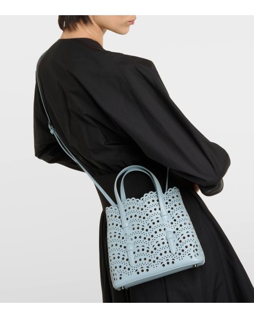 Alaïa Blue Mina 20 Vienne Wave Leather Shoulder Bag