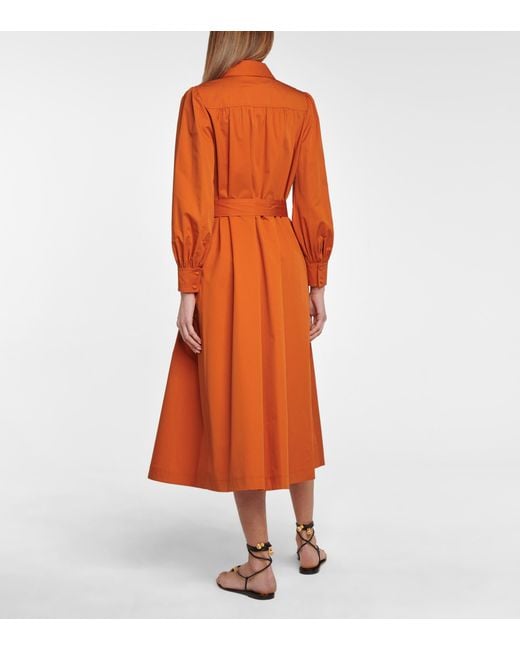 Tory Burch Cotton Shirt Dress in Orange | Lyst