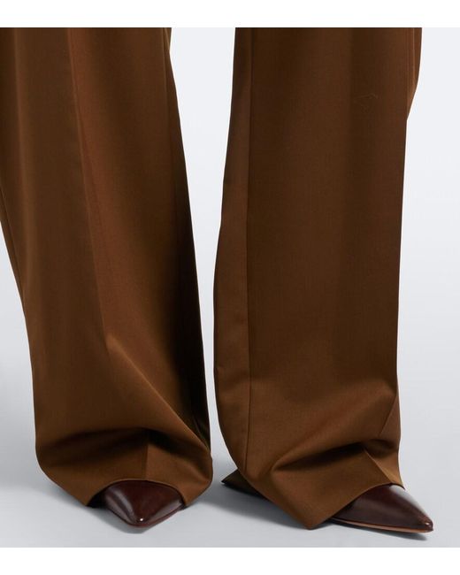 Ferragamo Brown Wool And Cashmere Barrel-Leg Pants