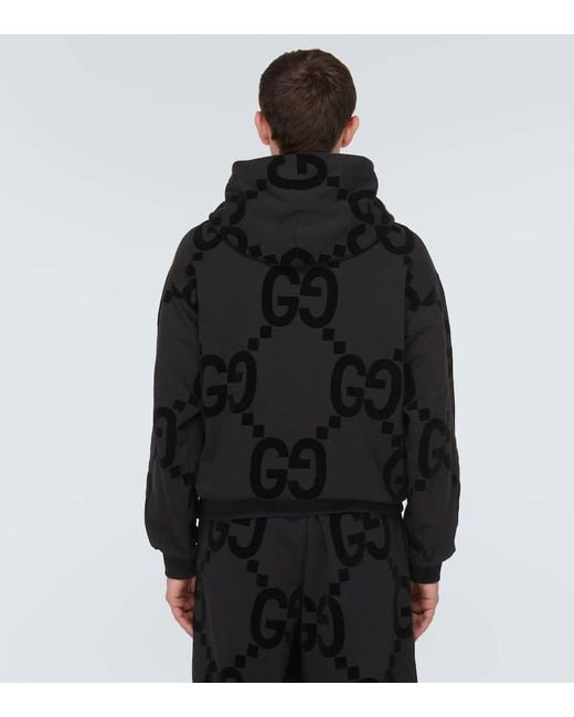 Gucci Pullover Aus Baumwollfleece Mit Geflocktem GG Print in Black für Herren