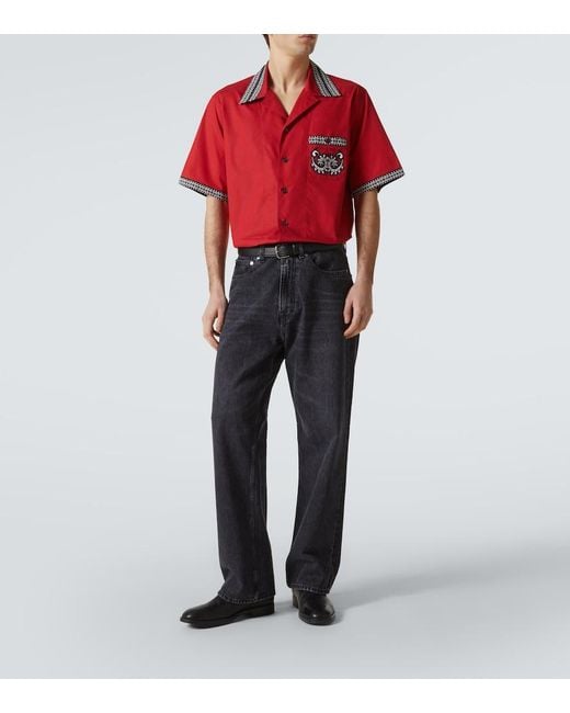 Dolce & Gabbana Red Shirt With Bandana Print On Front And Back for men