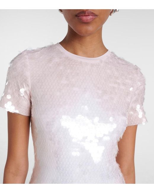 Sportmax White Sequined Jersey Maxi Dress