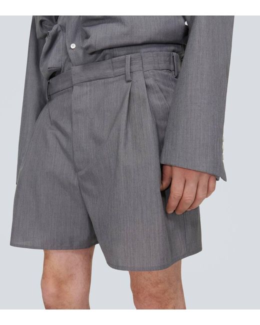 Shorts de lana y mohair de tiro alto Prada de hombre de color Gray