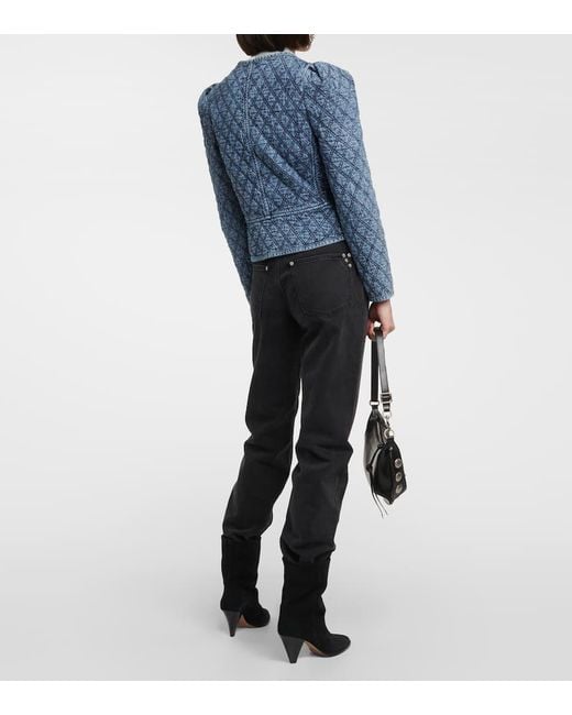Isabel Marant Blue Deliona Quilted Zip-up Denim Jacket