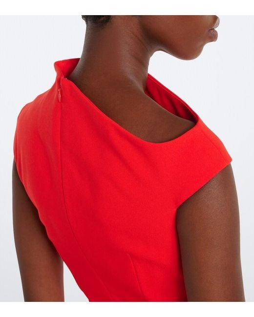 Solace London Red Arion Asymmetric Crepe Gown
