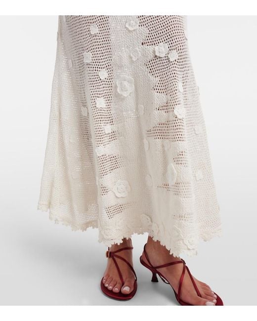 Self-Portrait White Embellished Cotton-Blend Maxi Dress
