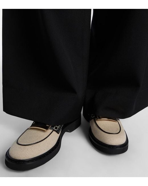 Roger Vivier White Viv' Rangers Leather-Trimmed Loafers