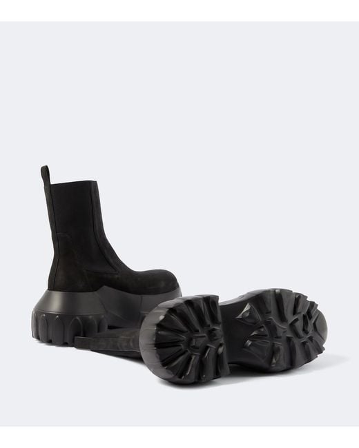 Rick Owens Black Beatle Mega Tractors Leather Chelsea Boots for men
