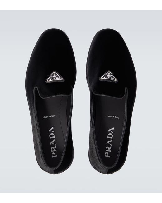 Prada Loafers aus Samt in Black für Herren