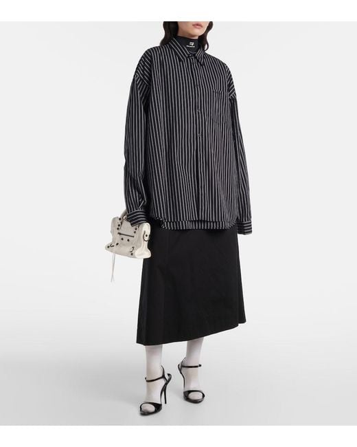 Balenciaga Black Cotton Twill Midi Skirt