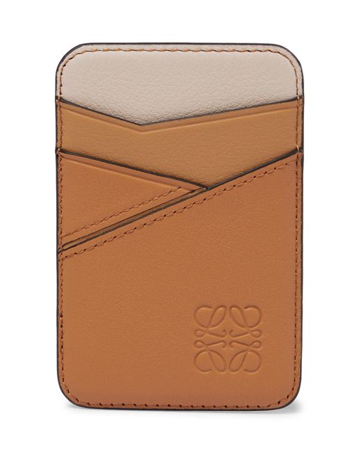 Loewe Brown Puzzle Magnetic Leather Cardholder