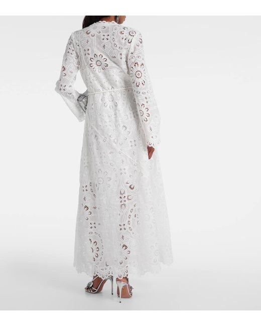 Robe Longue Ottie Brodee En Coton Zimmermann en coloris White