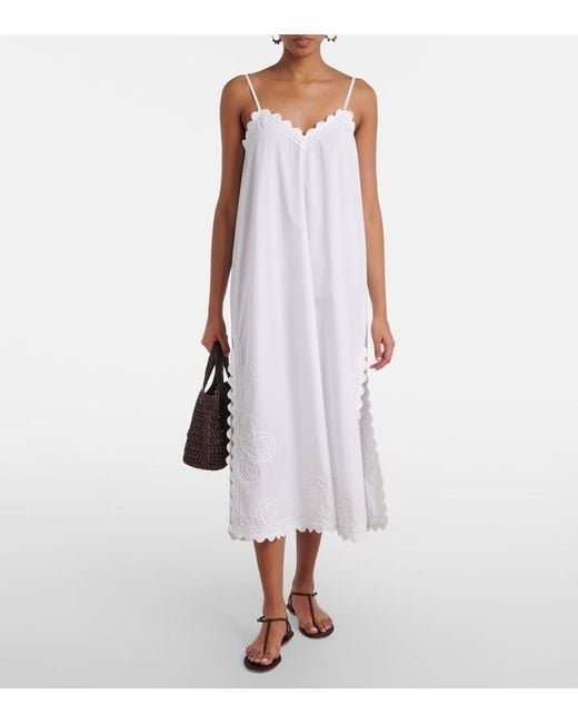 Juliet Dunn White Cotton Midi Dress