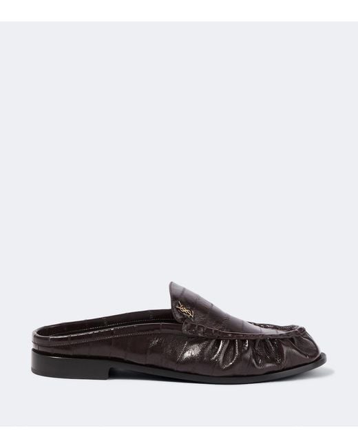 Saint Laurent Brown Le Loafer Eel Leather Mules for men
