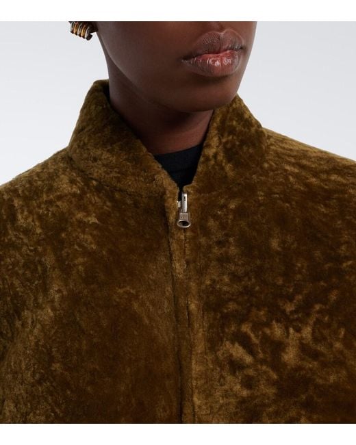 Arma Green Azra Shearling Bomber Jacket