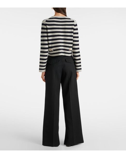Jardin Des Orangers Blue Striped Wool And Cashmere Cardigan