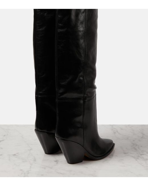 Stivali cuissardes in pelle di Isabel Marant in Black