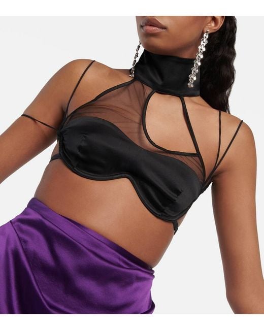 DIDU Black Bralette Aus Satin Und Mesh