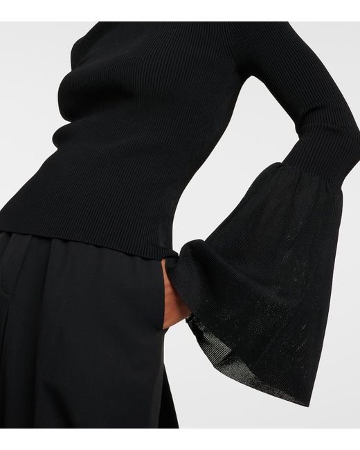 Altuzarra Black Ruffled Turtleneck Top