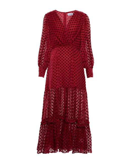 Rixo Red Elsie Polka-dot Midi Dress