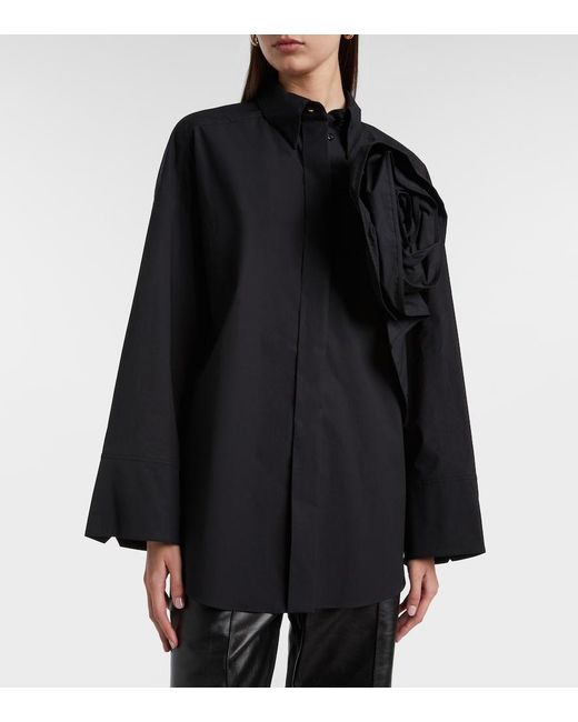 Dorothee Schumacher Blue Floral-Applique Oversized Cotton-Blend Shirt